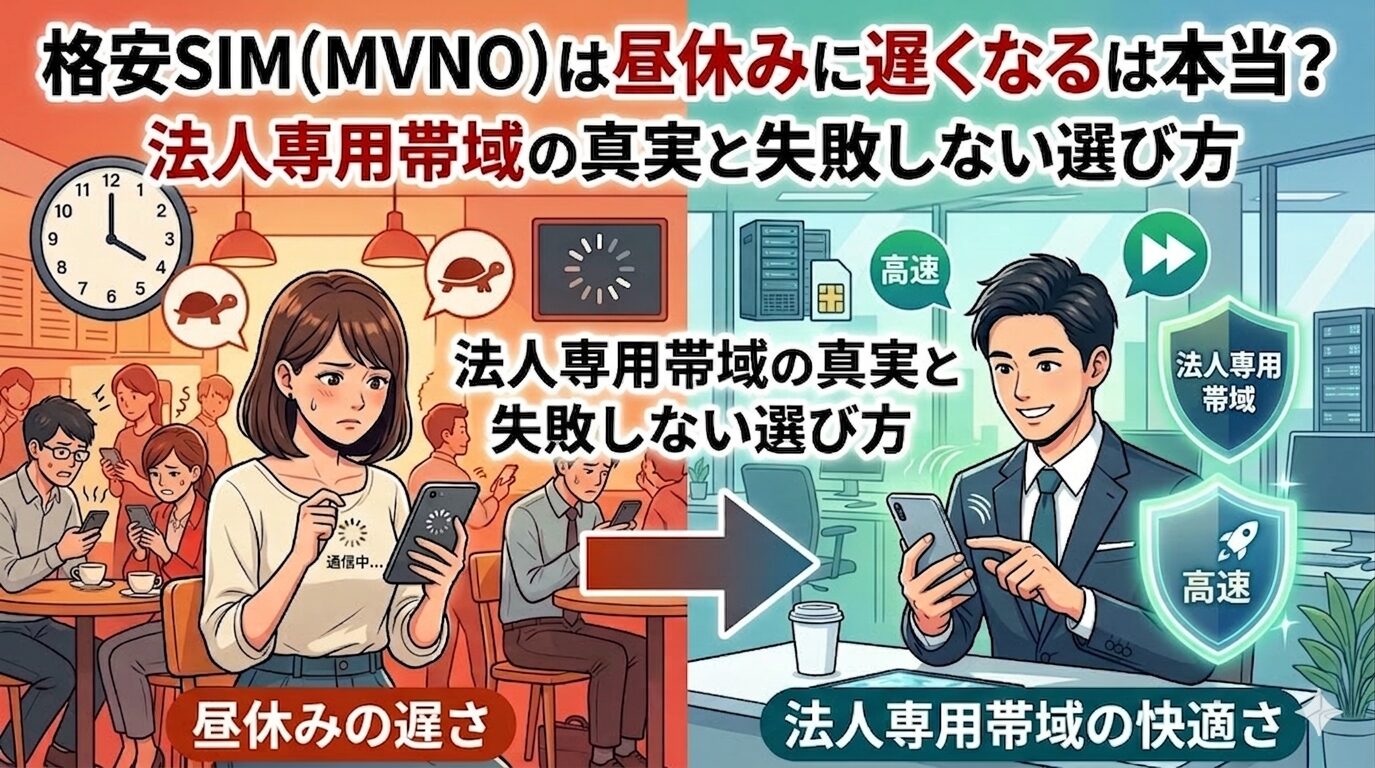 格安SIM（MVNO）は昼休みに遅くなる」は本当？法人専用帯域の真実と失敗しない選び方