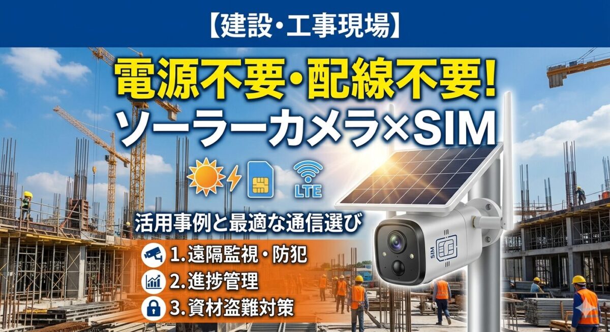 【建設・工事現場】電源不要・配線不要！ソーラーカメラ×SIMの活用事例と最適な通信選び