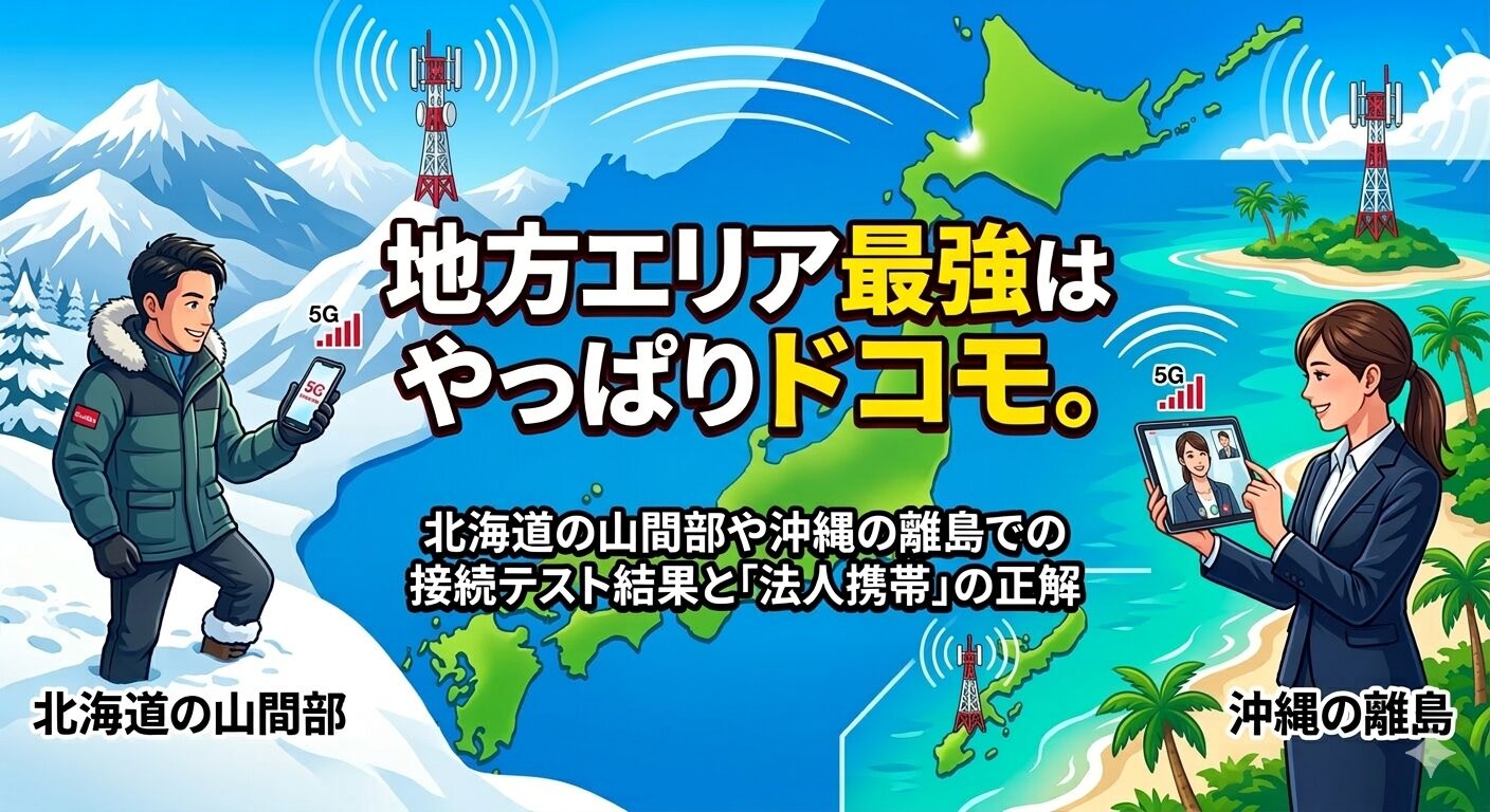 地方エリア最強はやっぱりドコモ。北海道の山間部や沖縄の離島での接続テスト結果と「法人携帯」の正解