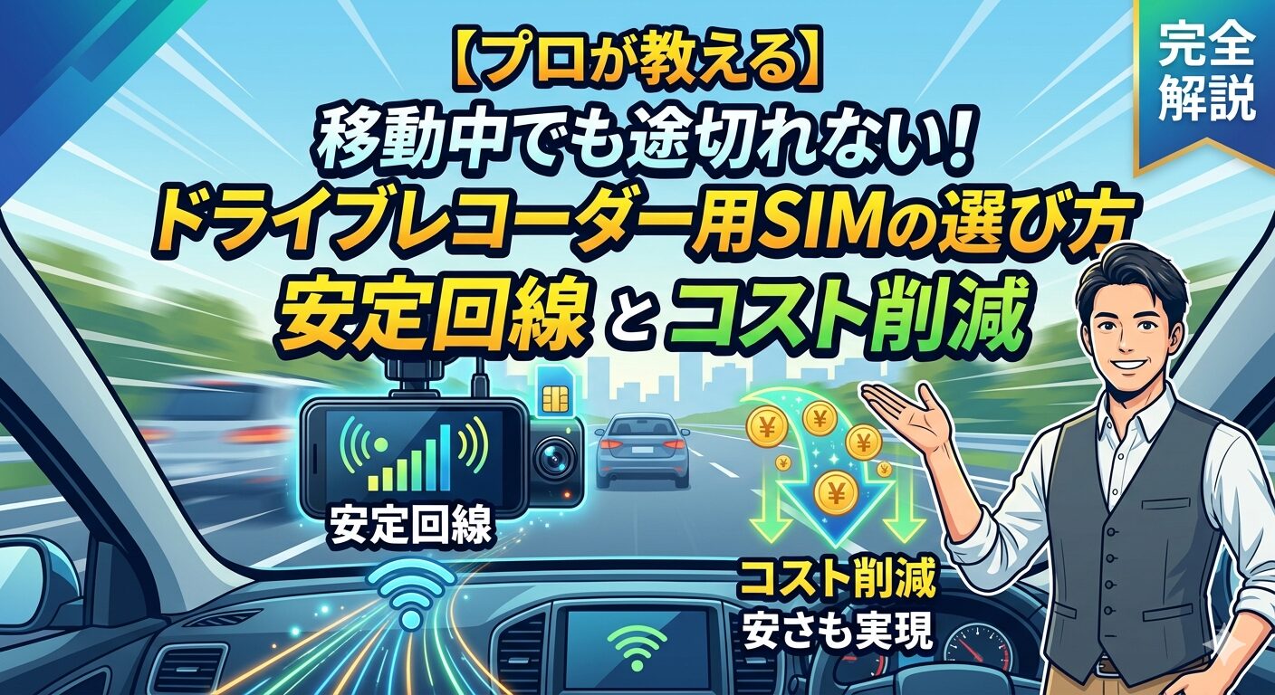 【プロが教える】車両搭載ドライブレコーダー用SIMの選び方｜移動中でも途切れない安定回線とコスト削減を両立する方法