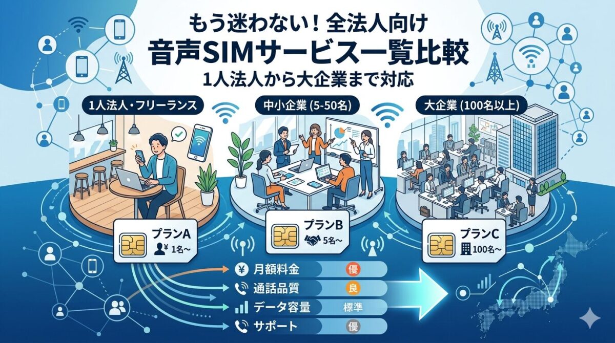 もう迷わない！全法人向け音声SIMサービス一覧比較｜1人法人から大企業まで対応