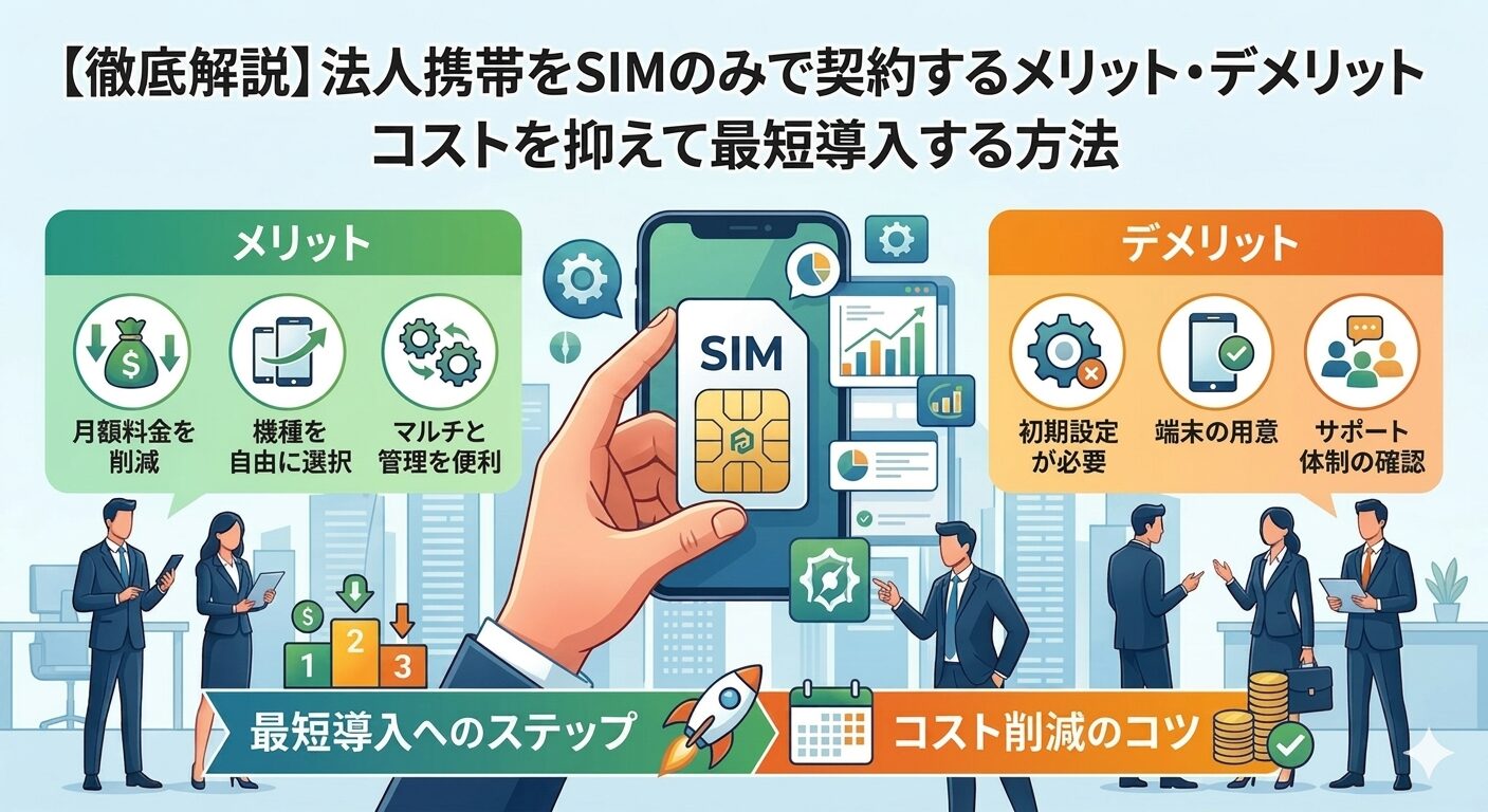 【徹底解説】法人携帯をSIMのみで契約するメリット・デメリット｜コストを抑えて最短導入する方法